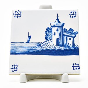 Изразец Голландский. Маяк 97 x 97 мм.