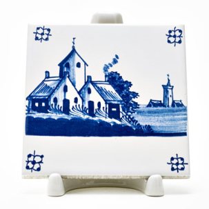 Изразец Голландский. Деревушка на острове 97 x 97 мм.
