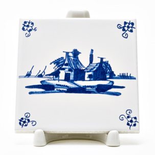 Изразец Голландский. Рыбацкие хижины 97 x 97 мм.