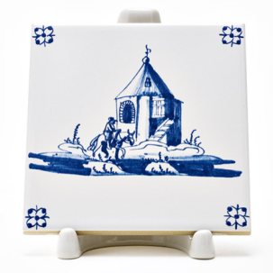 Изразец Голландский. Мужчина на лошади 97 x 97 мм.