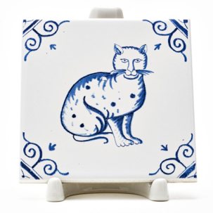 Изразец Голландский. Котик 97 x 97 мм.