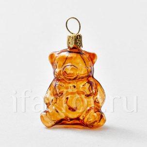 Елочная игрушка Леденцовый мишка (оранжевый) 52 мм.