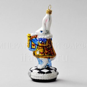 Елочная игрушка Кролик с трубой 140 мм.