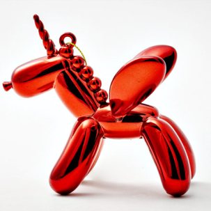 Елочная игрушка Единорог красный 110 мм.