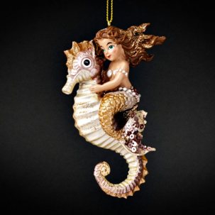 Елочная игрушка Русалка на морском коньке 130 мм.