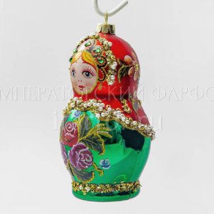 Елочная игрушка Матрешка Красная 105 мм.
