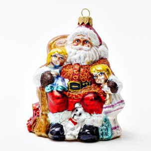 Елочная игрушка Дед Мороз в кресле 85 x 135 мм.