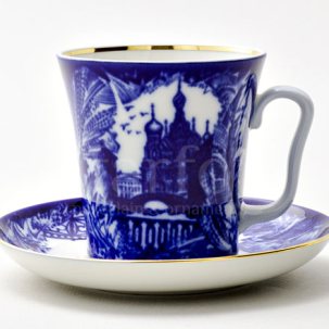 Бокал с блюдцем Морозный день 1/2 Ленинградский 360 мл.