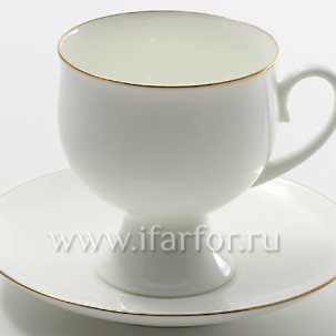Чашка с блюдцем кофейная Золотая лента 1/2 Классическая-2 160 мл.