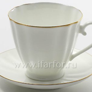 Чашка с блюдцем чайная Золотая лента 1/2 Гвоздика 200 мл.