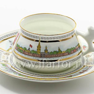 Чашка с блюдцем кофейная Невские берега 1/2 Билибина 180 мл.