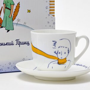 Чашка с блюдцем в подарочной коробке Портрет Маленького Принца 1/2 Ландыш 180 мл.
