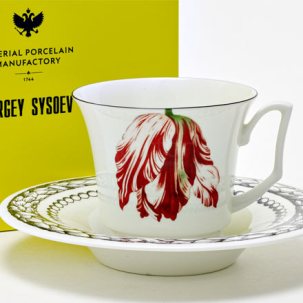 Чашка с блюдцем чайная в подарочной коробке Волшебный сад III 1/2 Юлия 162 x 90 x 75 мм.