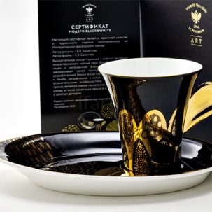 Чашка с блюдцем в подарочной коробке Black 1/2 Модерн 225 мл.