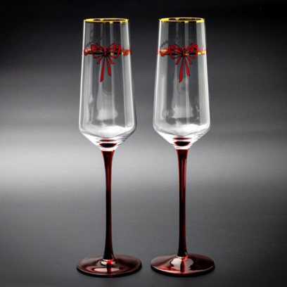Набор бокалов для шампанского в подарочной коробке Календа красный 2/2 Европейская