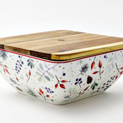 Салатник с деревянной крышкой в подарочной коробке «Календа» 1/2