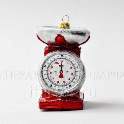 Елочная игрушка «Ретро Техника. Кухонные весы» Стекло. 75 x 96 мм.