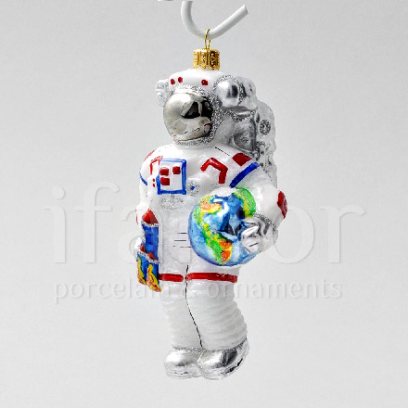 Елочная игрушка «Космонавт Major Tom» Стекло. 70 x 140 мм.