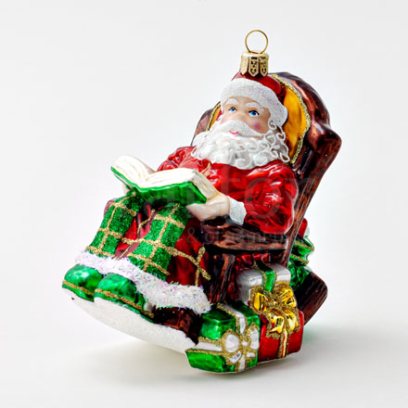 Елочная игрушка Дед Мороз в кресле-качалке