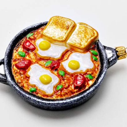 Елочная игрушка Глазунья с помидорами