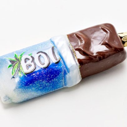 Елочная игрушка «Шоколадный батончик Bounty» Стекло. 40 x 115 мм.