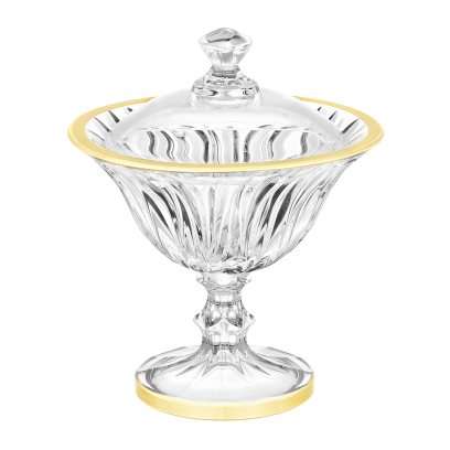 Доза на ножке «Прозрачный с золотом» Форма: Bolero. Стекло. 135 мм.