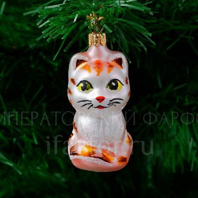 Елочная игрушка «Кошка» Форма: Кошка. Стекло. 80 мм.
