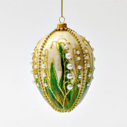 Елочная игрушка Яйцо Фаберже Яйцо Фаберже с ландышами золотистое