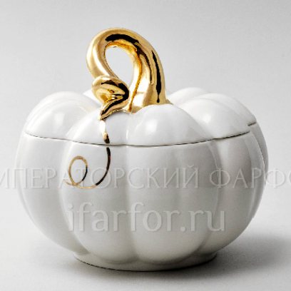 Шкатулка «Тыква с золотом» Форма: Тыква большая. Фарфор. 170 x 145 мм.