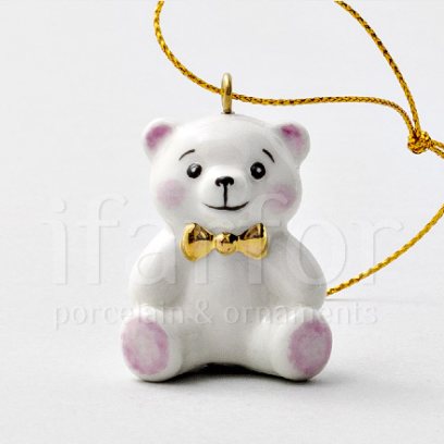 Елочная игрушка Мишка-малыш с золотым бантом