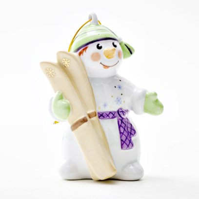Елочная игрушка Снеговик с лыжами