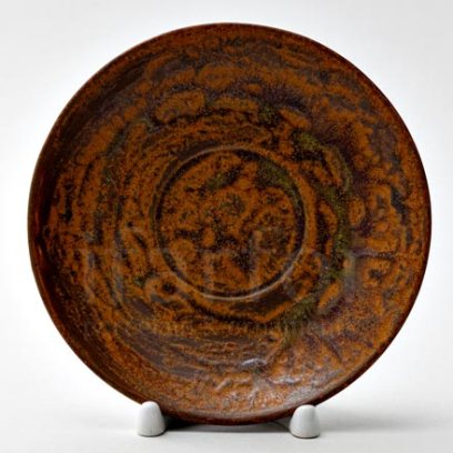 Блюдце чайное Тыквенный рельеф коричневый