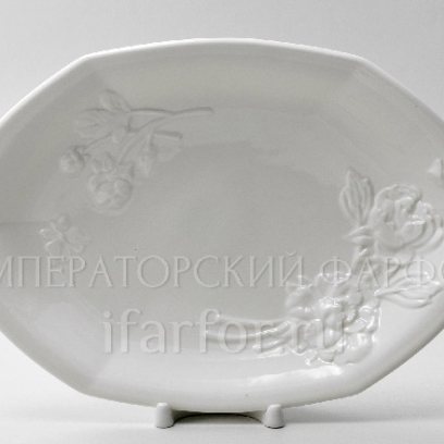 Блюдо овальное «Цветочный рельеф Ivory» Фарфор. 290 мм.