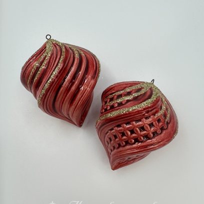 Елочная игрушка «Капля резная (новогодняя)» Майолика