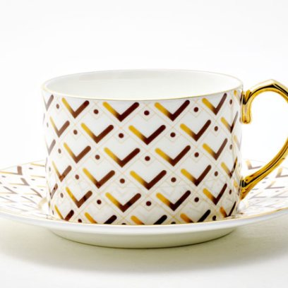 Чашка с блюдцем чайная Коричневый паттерн 1/2 Бона
