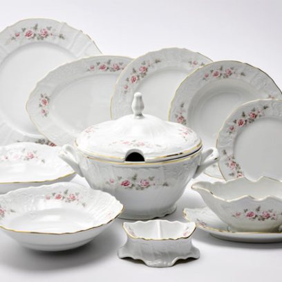 Сервиз столовый Бернадотт Серая роза золото 6/27 Бернадотт