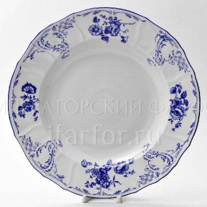 Блюдо глубокое круглое Бернадотт Синие розы Бернадотт
