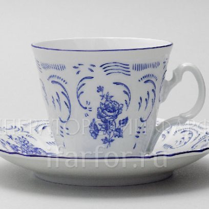 Чашка с блюдцем чайная Бернадотт Синие розы 1/2 Бернадотт ведерка