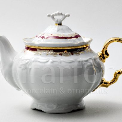Чайник заварочный «Красная лилия» Форма: Мария Луиза. Фарфор. 1600 мл.