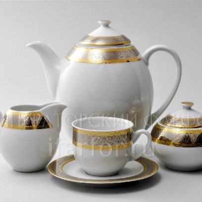 Сервиз кофейный Широкий кант платина золото 6/17 Опал