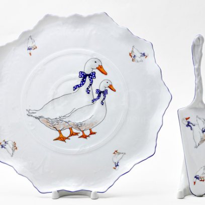 Блюдо для торта «Корона Гуси» Форма: Корона. Фарфор. 300 мм.