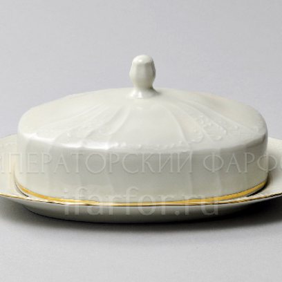 Масленка «Бернадотт Белый узор Be-Ivory» Форма: Бернадотт. Фарфор. 215 x 145 x 95 мм.