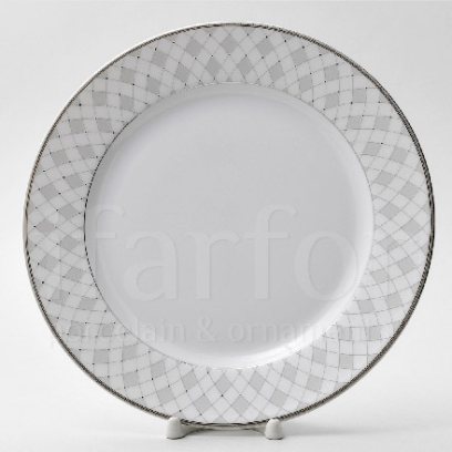 Тарелка мелкая Серая сетка Платина