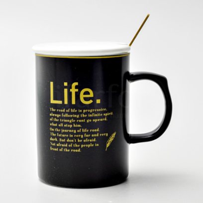 Кружка с крышкой и ложкой «Life» Форма: Royal Classics. Керамика. 480 мл.