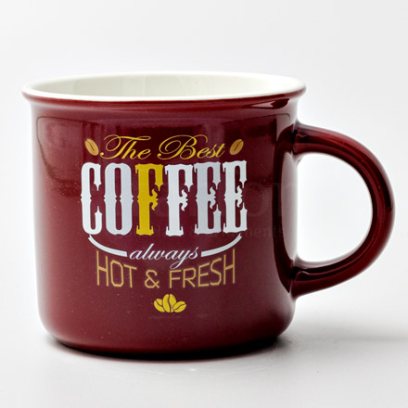 Кружка «The best coffee always hot and fresh (бордо)» Форма: Royal Classics. Керамика. 440 мл.