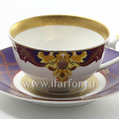 Чашка с блюдцем чайная «Барокко оригинальный» 1/2 Форма: La Maison. Костяной фарфор. 200 мл.