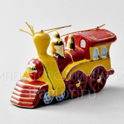 Елочная игрушка «Паровозик» Форма: Паровозик. Майолика. 120 x 70 мм.