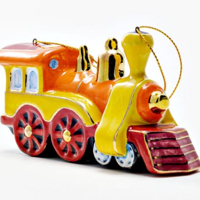 Елочная игрушка «Паровозик» Форма: Паровозик. Майолика. 120 x 70 мм.