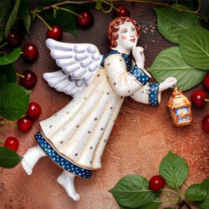 Скульптура Ангел настенный с фонариком 1