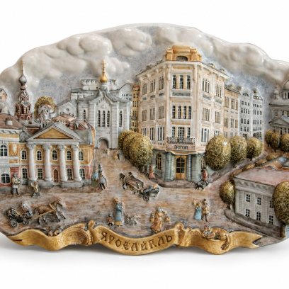 Плакетка настенная «Барельеф Гостиница Бристоль» Майолика. 335 x 510 мм.